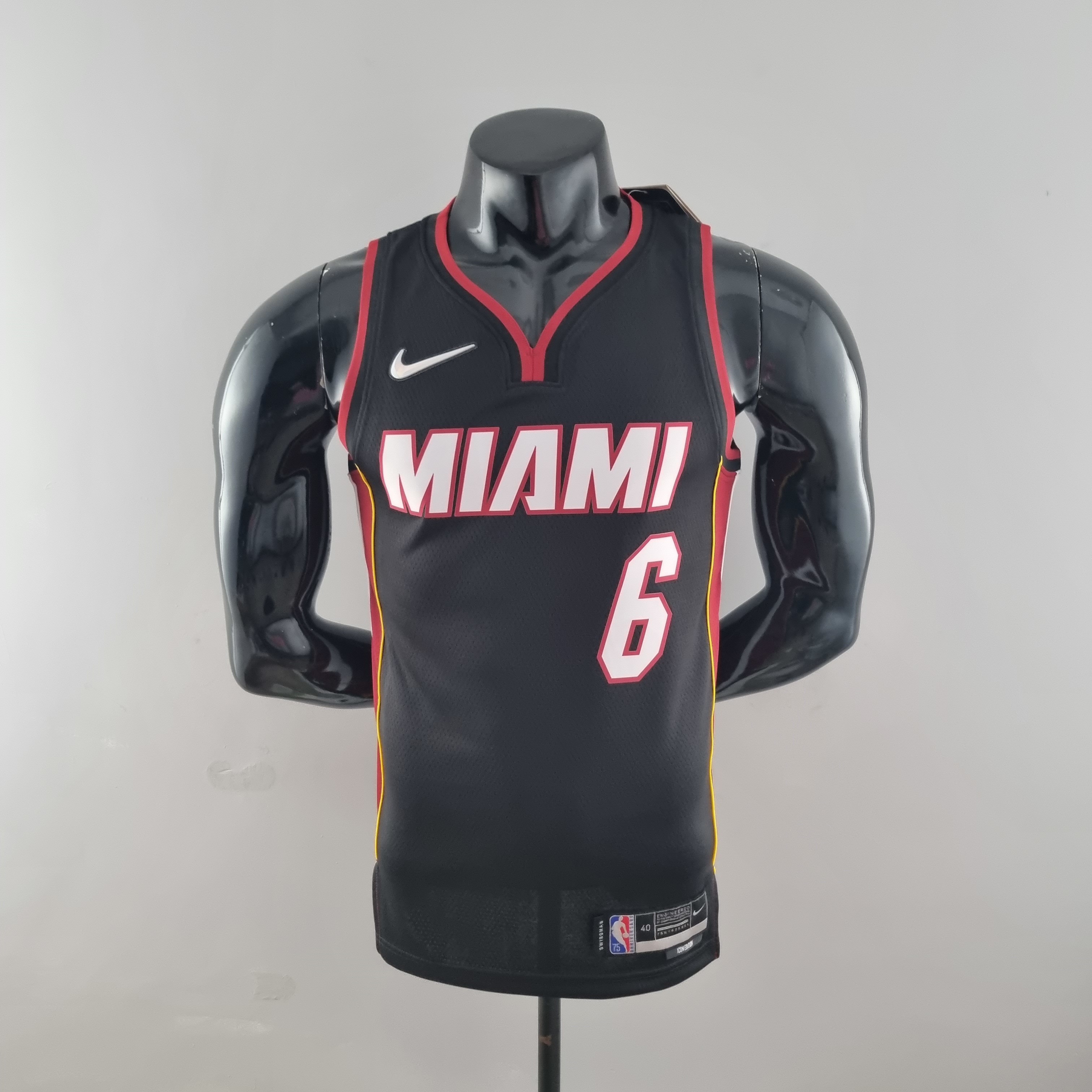 75th Anniversary Miami Heat JAMES #6 black NBA Jersey S-XXL