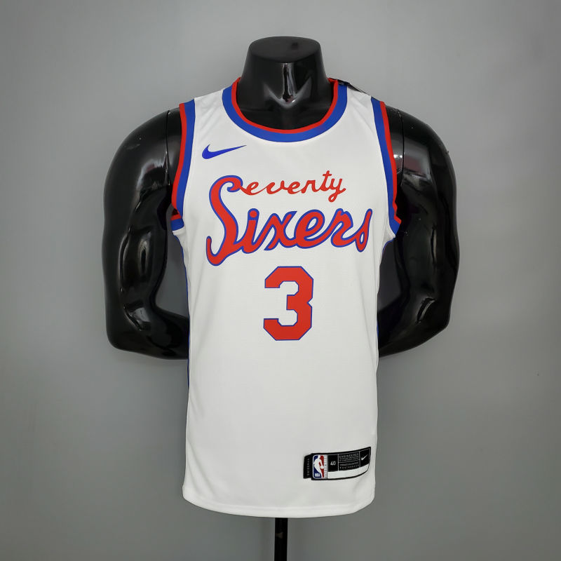 2021 season 76ers cursive retro limited IVERSON#3 white NBA jersey S-XXL
