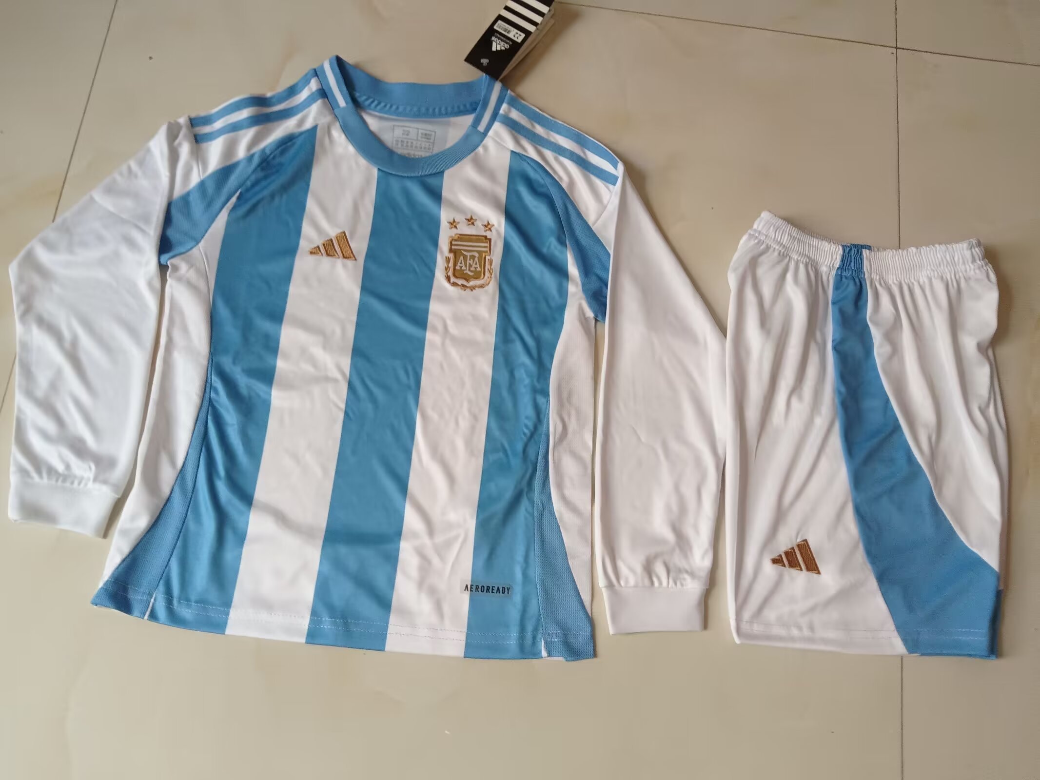 2024 Argentina Home Kids Long Sleeve Soccer Jerseys Yupoo