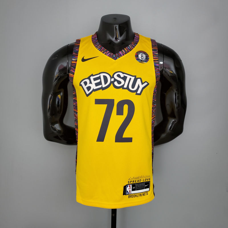 BIGGIE#72 Brooklyn Nets Commemorative Edition Yellow NBA jersey Size S-XXL
