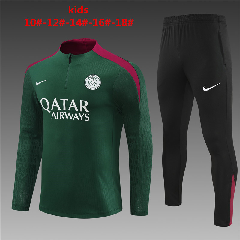 24-25 Paris Green Kids Player Long Sleeve Training Suit Yupoo