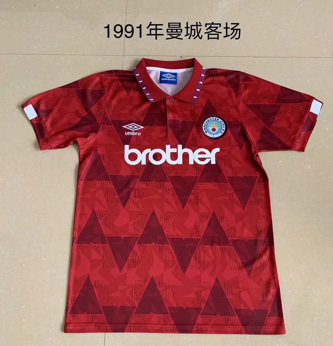 1991-92 Manchester City Away Retro Soccer Jerseys Yupoo