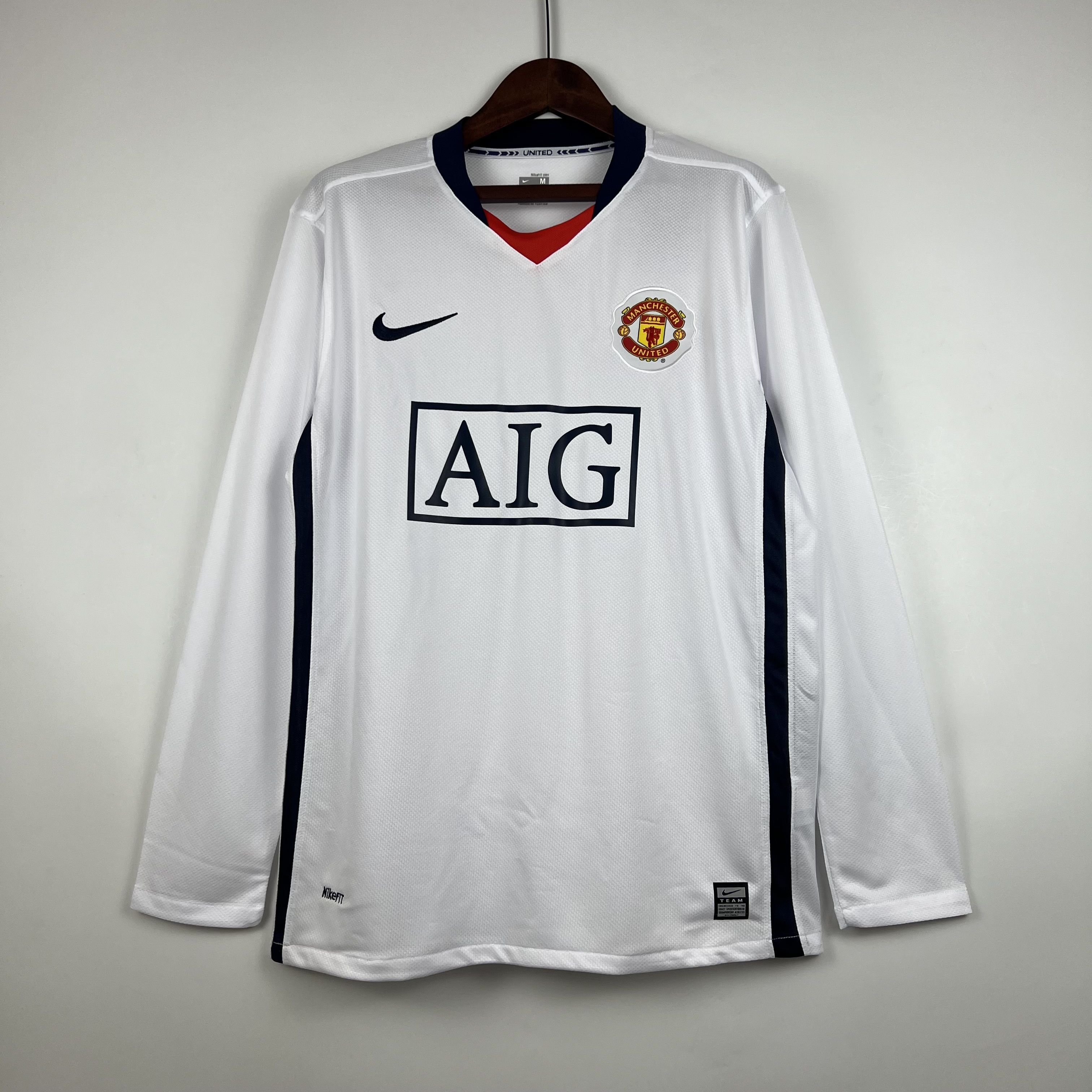 07-08 M-anchester U-nited White Retro Long Sleeve Soccer Jerseys Yupoo