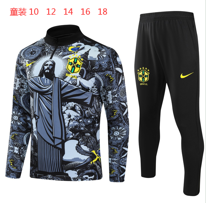 2024 Brazil Special Kids Long Sleeve Training Suit Yupoo
