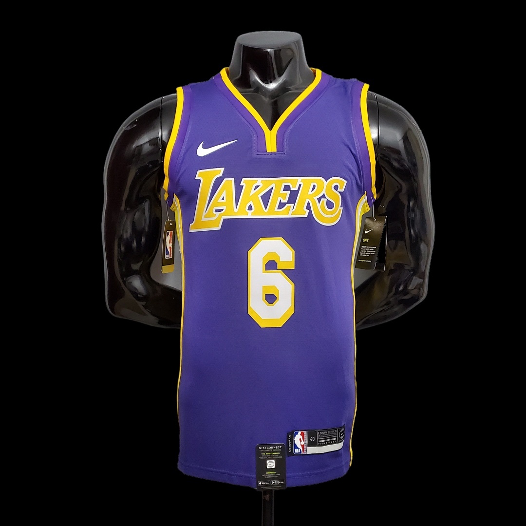 James #6 Lakers purple NBA jersey Size:XS-XXL Nike connect recognition