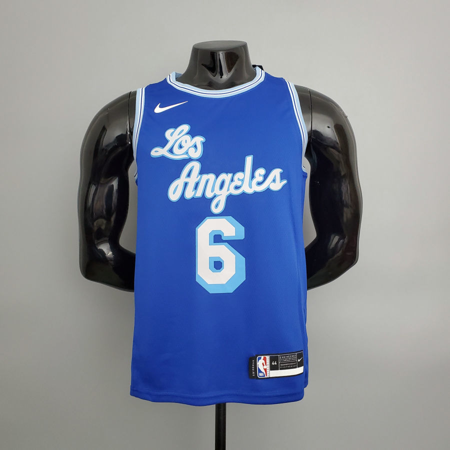 2021 James#6 Lakers Retro Blue NBA Jersey S-XXL