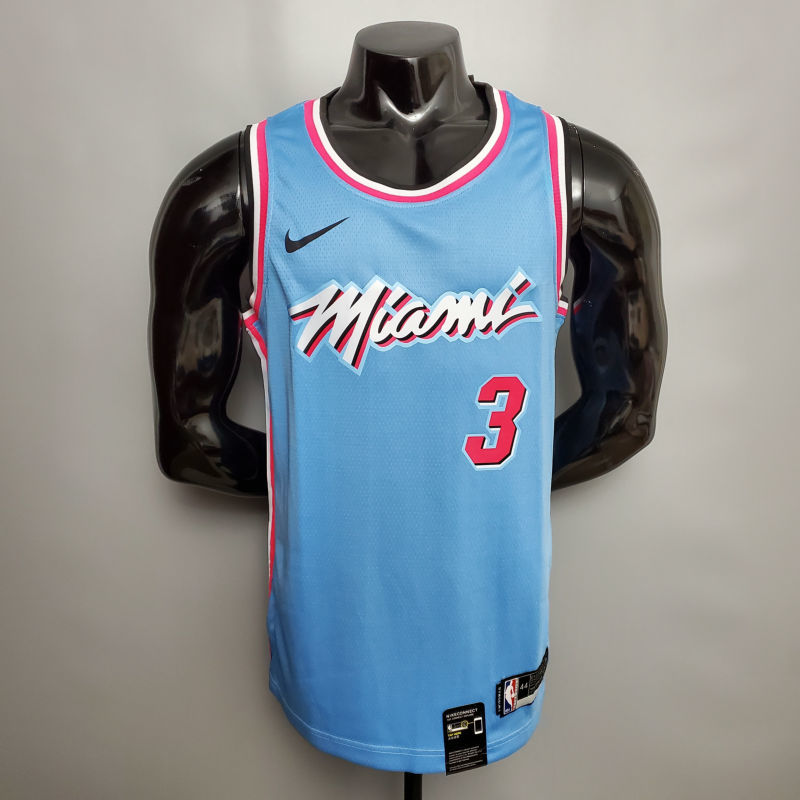 WADE #3 Miami Heat V-neck blue NBA jersey Size XS-XXL