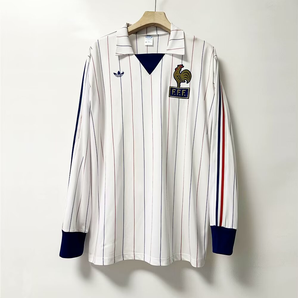 1980-82 France Away Retro Long Sleeve Soccer Jerseys Yupoo