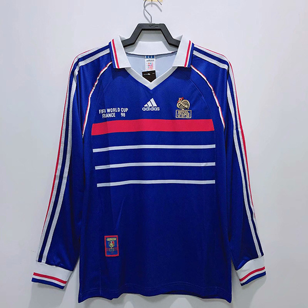 1998 France Home Retro Long Sleeve Soccer Jerseys Yupoo