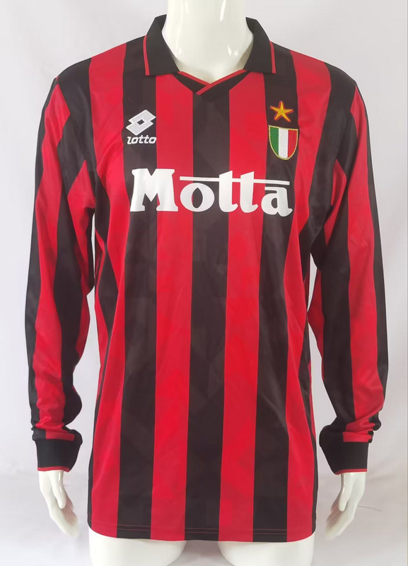 93-94 AC Milan Home Retro Long Sleeves Soccer Jerseys Yupoo