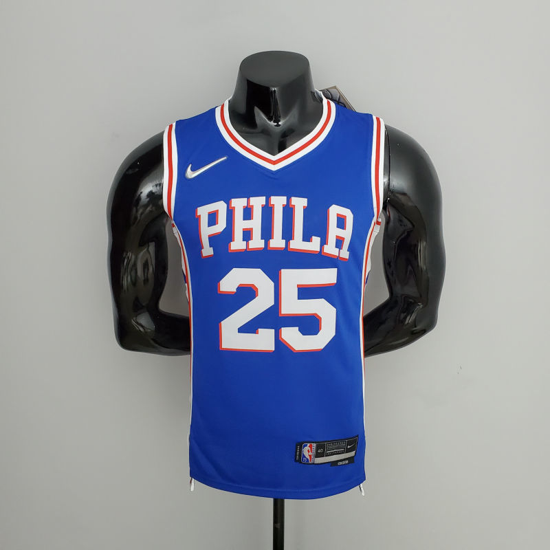 75th Anniversary Philadelphia 76ers SIMMONS#25 Blue NBA Jersey S-XXL
