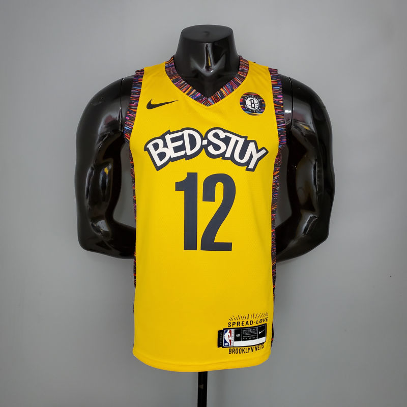 HARRIS#12 Brooklyn Nets Commemorative Edition Yellow NBA jersey Size S-XXL