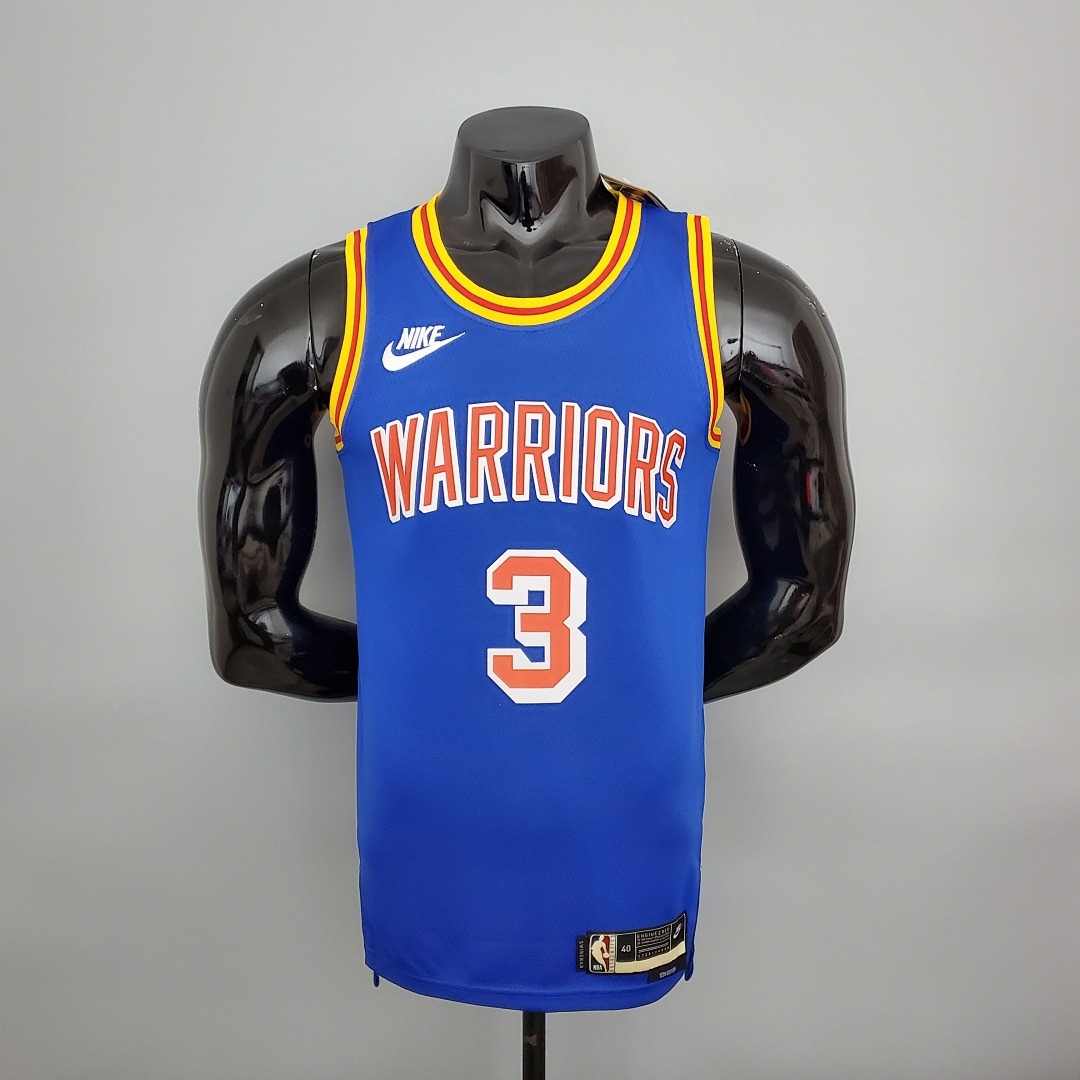 75th Anniversary Poole #3 Warriors Retro Blue NBA Jersey S-XXL
