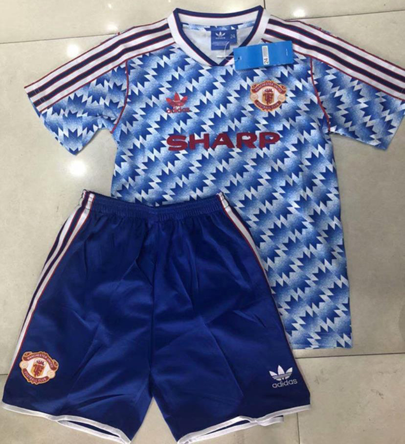 90-92 M-anchester U-nited Away Retro Kids Soccer Jerseys Yupoo