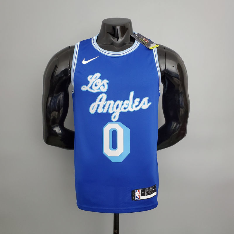 2021 Westbrook#0 Lakers Retro Blue NBA Jersey S-XXL