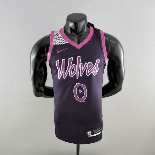 Minnesota Timberwolves RUSSELL#0 Black and Purple NBA Jersey  S-XXL