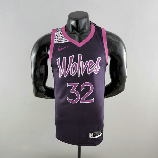 Minnesota Timberwolves TOWNS#32 Black and Purple NBA Jersey S-XXL