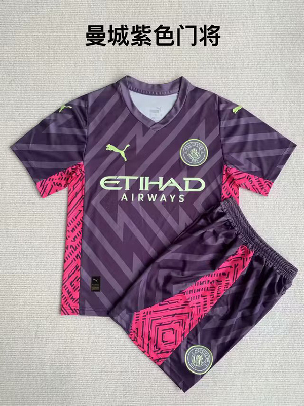 23-24 Manchester City Goalkeeper Kids Soccer Jerseys Yupoo