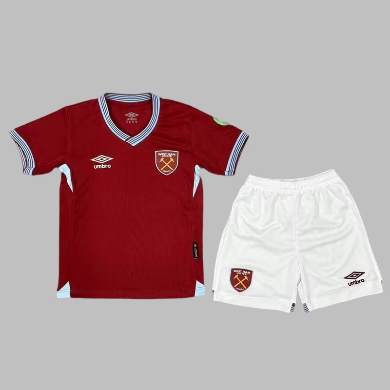 25-26 West Ham Home Kids Cheap Soccer Jerseys Yupoo