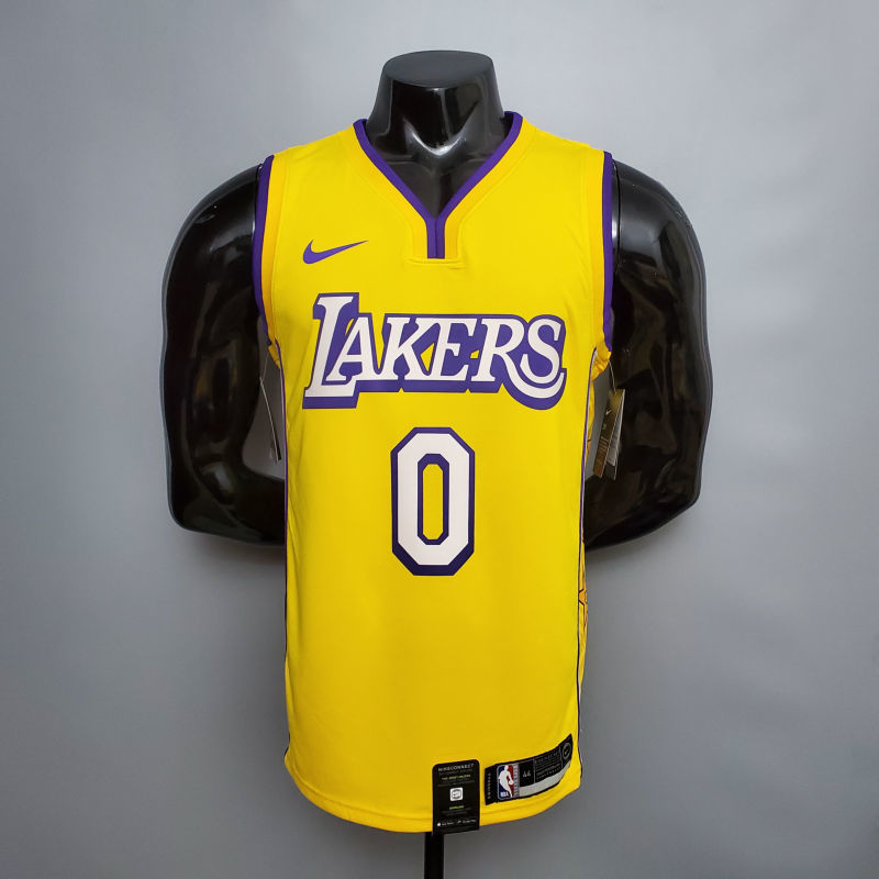 KUZMA #0 Lakers V-neck City Edition yellow NBA jersey Size XS-XXL