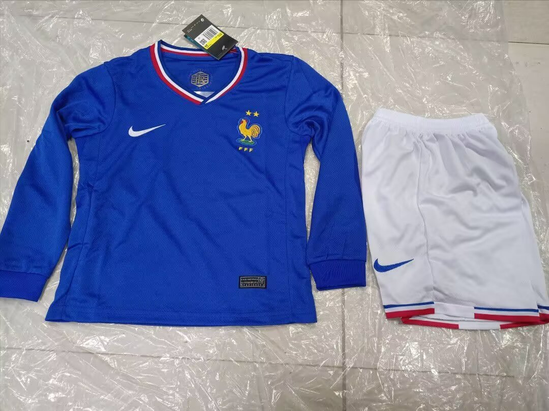2024 France Home Kids Long Sleeve Soccer Jerseys Yupoo