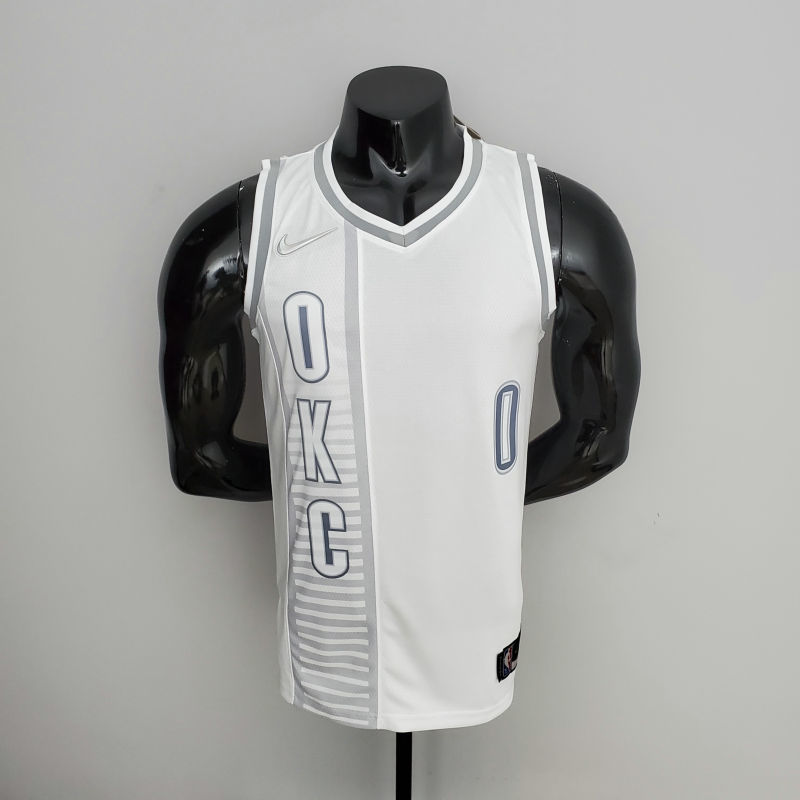 75th Anniversary 2202 Season Oklahoma City Thunder WESTBROOK#0 City Edition White NBA Jersey S-XXL