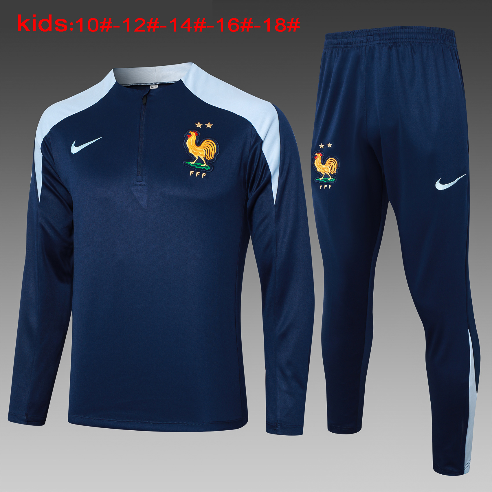 2024 France Kids Long Sleeve Training Suit Yupoo