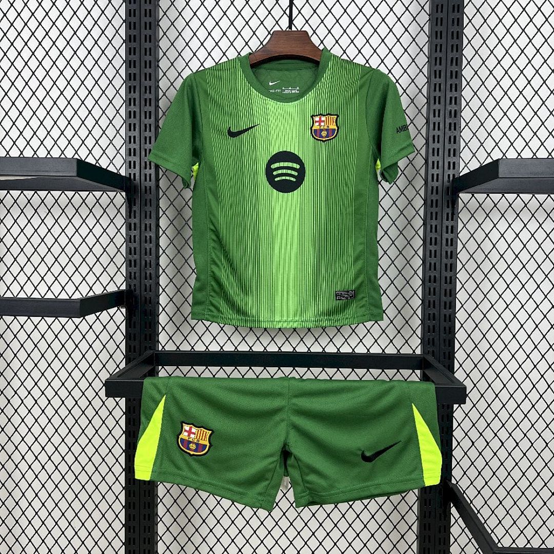 Barcelona 2025/26 Green Goalkeeper Kids Kit