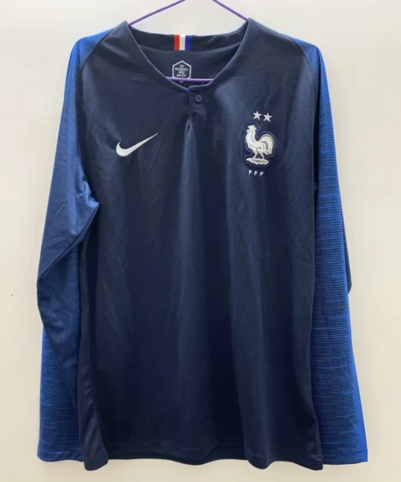 2018 France Home Retro Long Sleeve Soccer Jerseys Yupoo