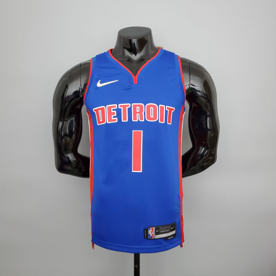 75th Anniversary Iverson #1 Pistons Blue NBA Jersey S-XXL