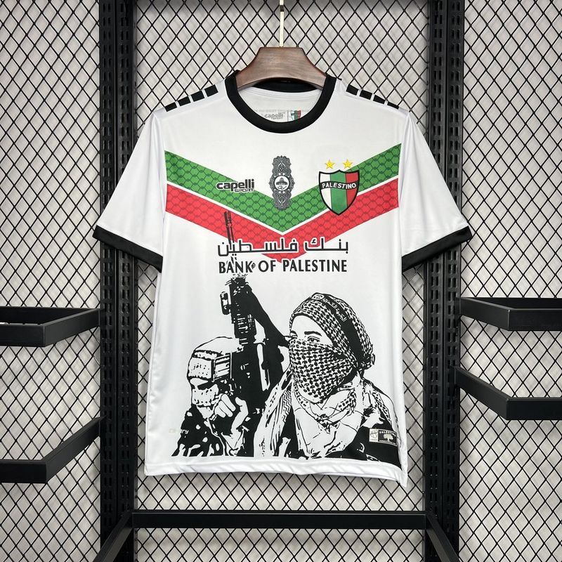24-25 Palestino White Graffiti Soccer Jerseys Yupoo S-4XL