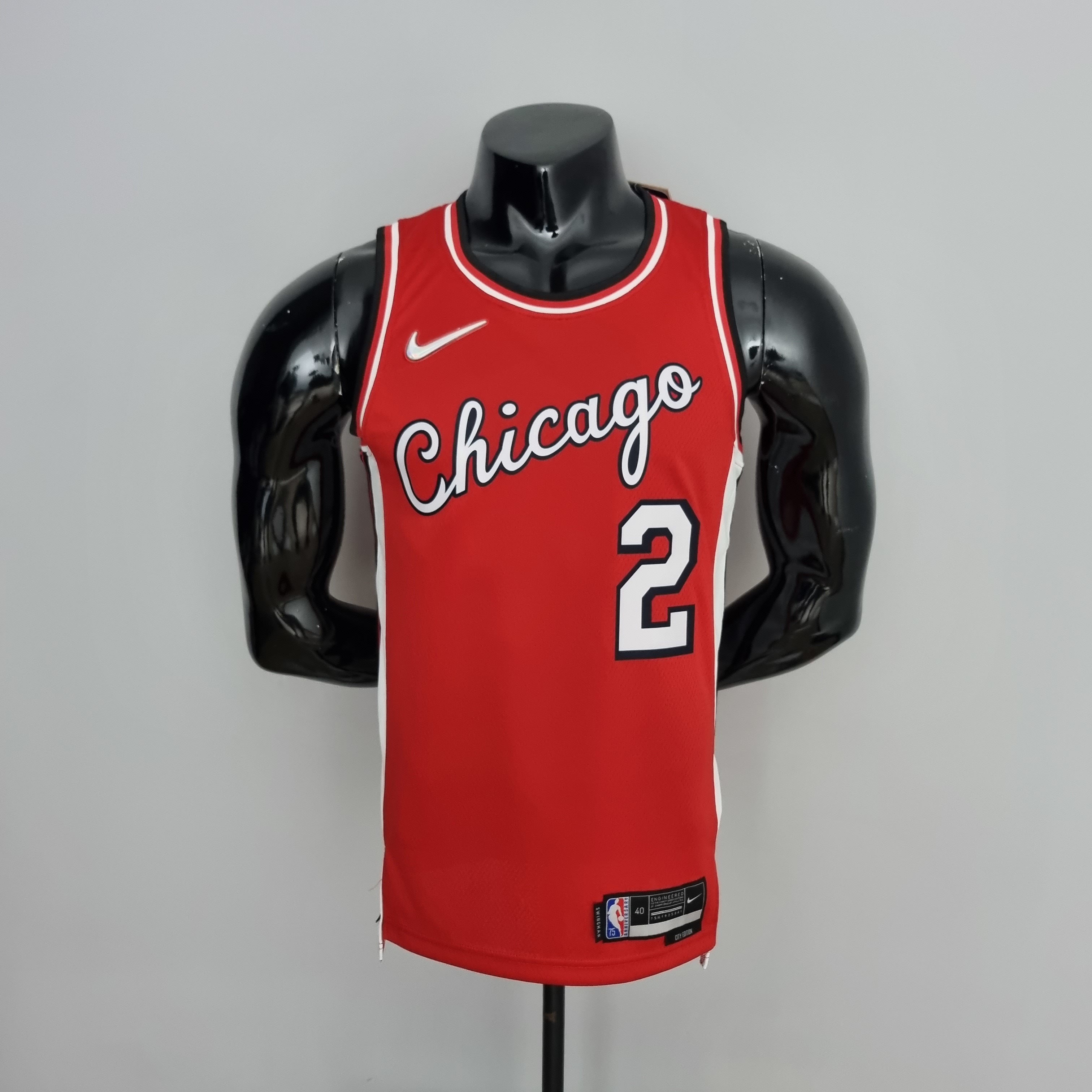 75th Anniversary 2022 Season Chicago Bulls BALL #2 City Edition Red NBA Jersey S-XXL