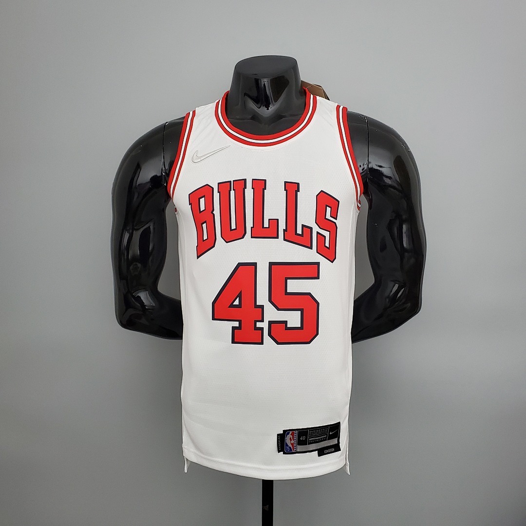 75th Anniversary Jordan #45 Bulls White NBA Jersey S-XXL