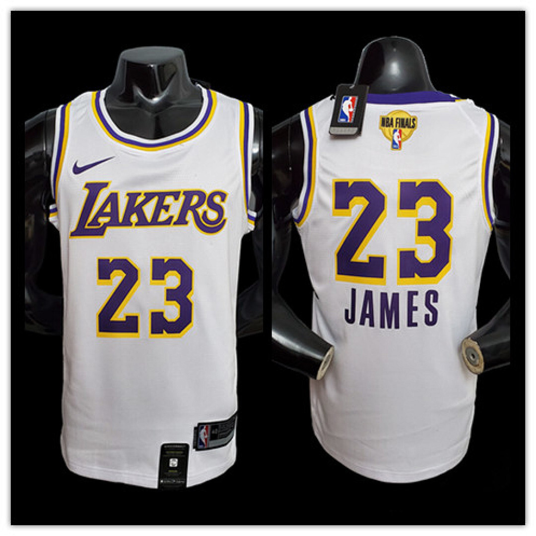 New James #23 Lakers Round neck white NBA jersey SizeXS-XXL Nike connect recognition