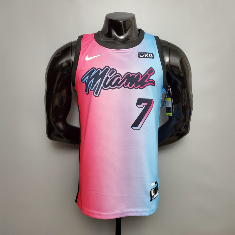 New Miami Heat DRAGIC#7 City Edition Pink Blue Gradient Color S-XXL (support customization)