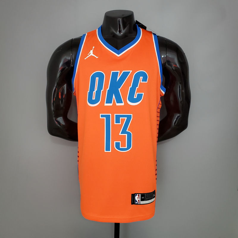 GEORGE#13 Thunder Jordan Orange NBA Jersey S-XXL