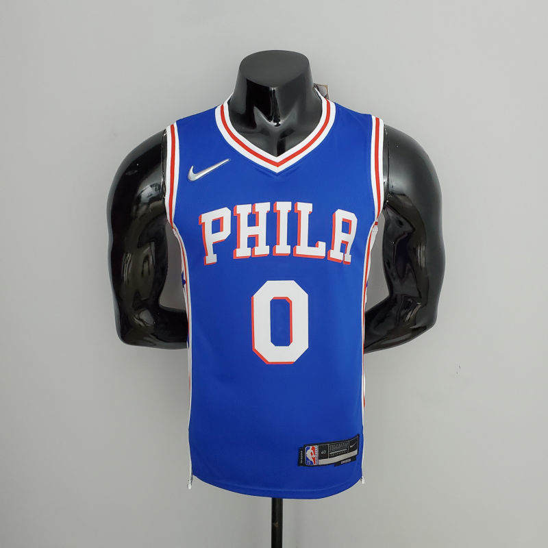 75th Anniversary Philadelphia 76ers MAXEY#0 Blue NBA Jersey S-XXL