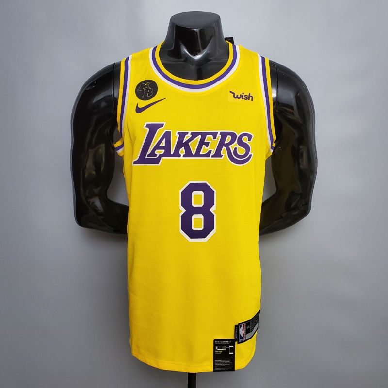 Bryant #8 Lakers Commemorative Edition Round neck yellow NBA jersey Size XS-XXL