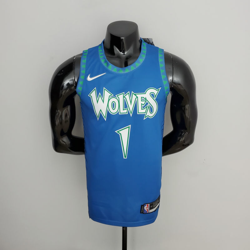 75th Anniversary 2202 Season EDWARDS#1 Minnesota Timberwolves City Edition Blue NBA Jersey S-XXL