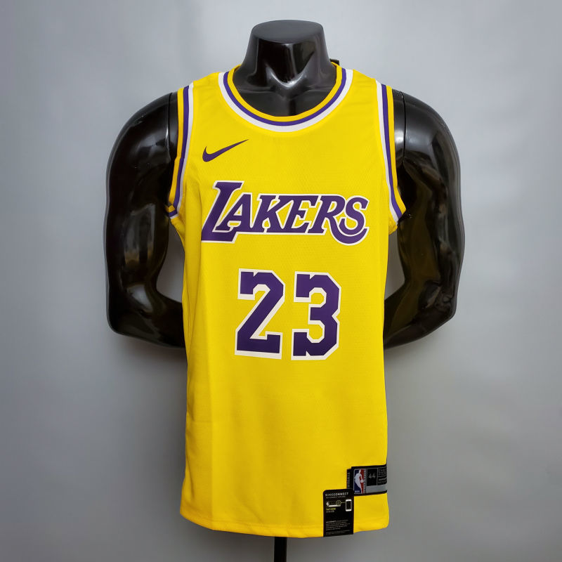 James #23 Lakers Round neck yellow NBA jersey Size XS-XXL