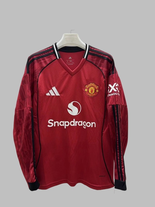 25-26 Man United Home Long Sleeve Cheap Soccer Jerseys Yupoo