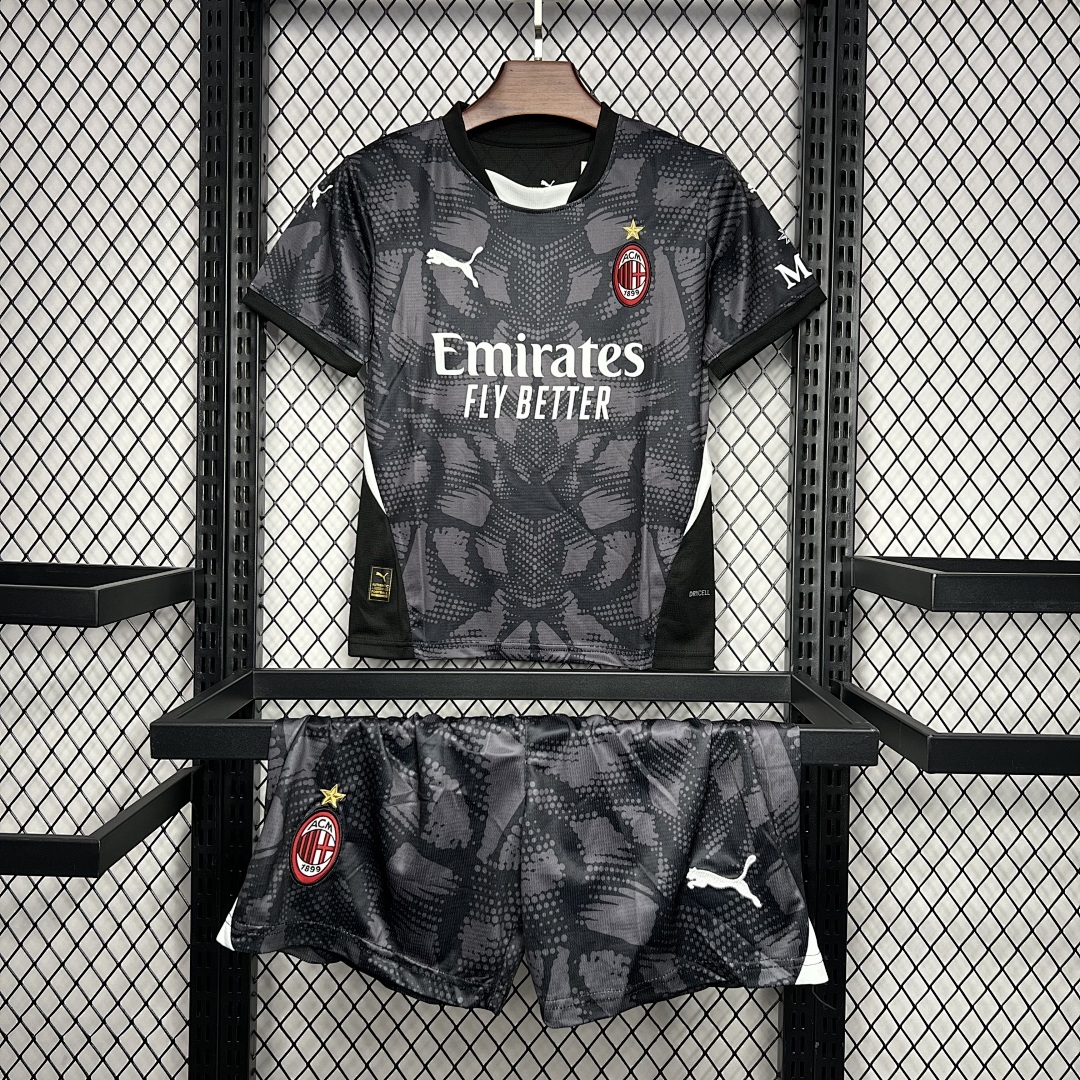 AC Milan 2024/25 Goalkeeper Jersey Black Kids Kit