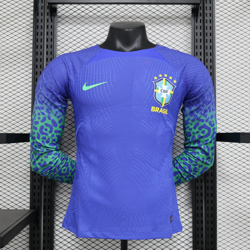 2023 Brazil Away Player Version Long Sleeve Soccer Jerseys Yupoo