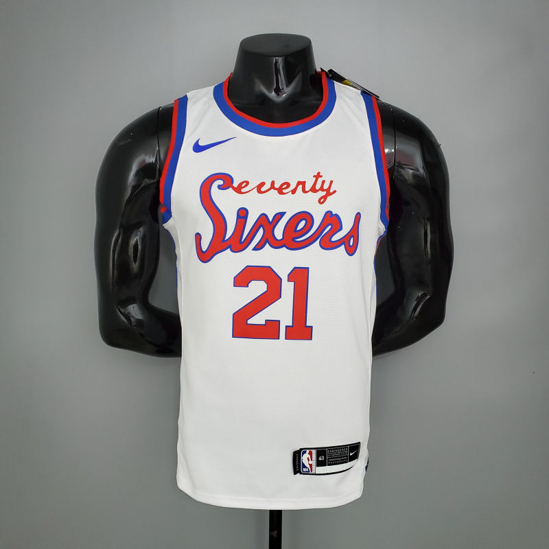 2021 season 76ers cursive retro limited EMBIID#21 white NBA jersey S-XXL