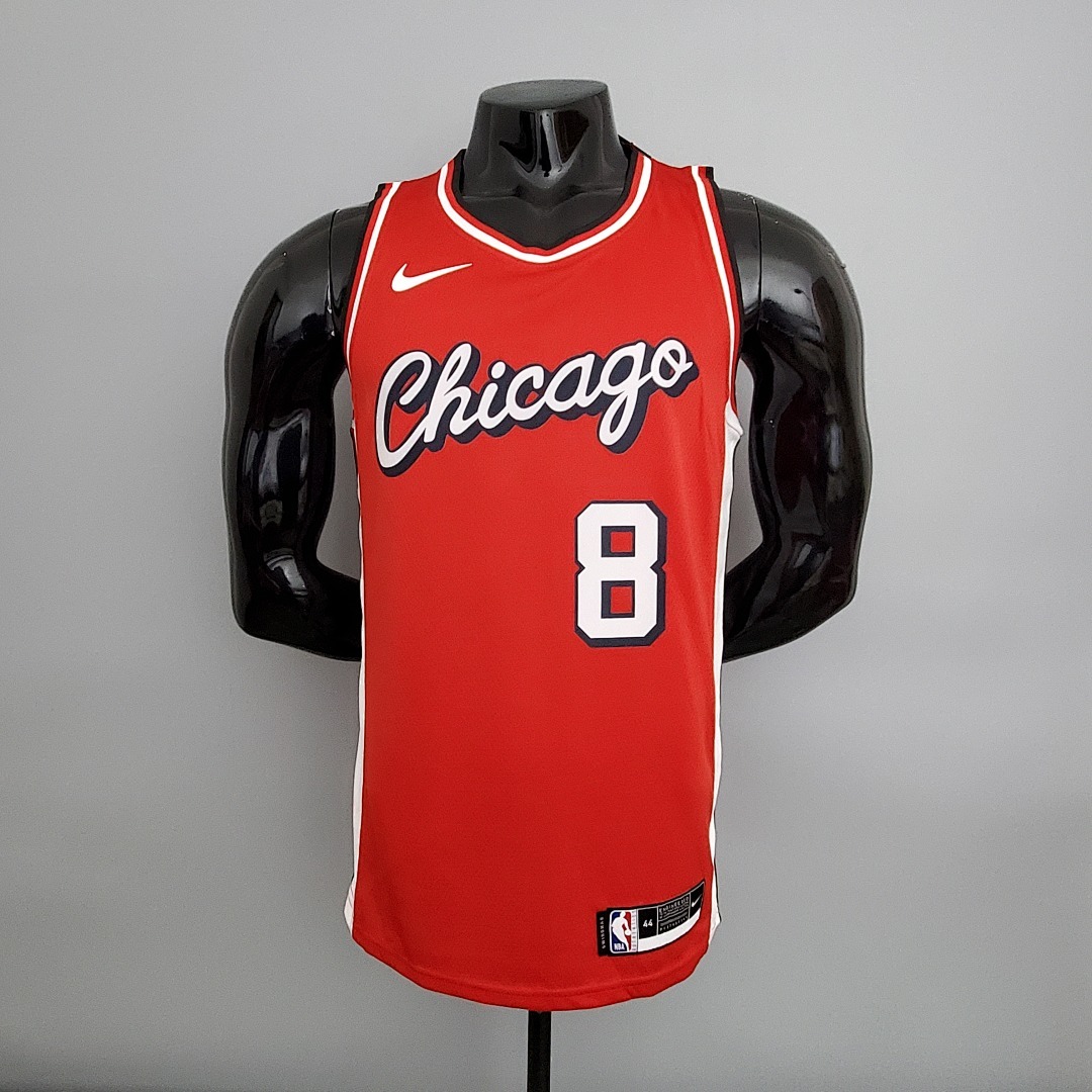 2022 Bulls LaVine #8 City Edition Red NBA Jersey S-XXL
