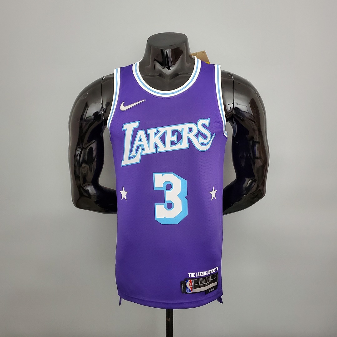 2022 75th Anniversary Davis #3 Lakers City Edition Purple NBA Jersey S-XXL