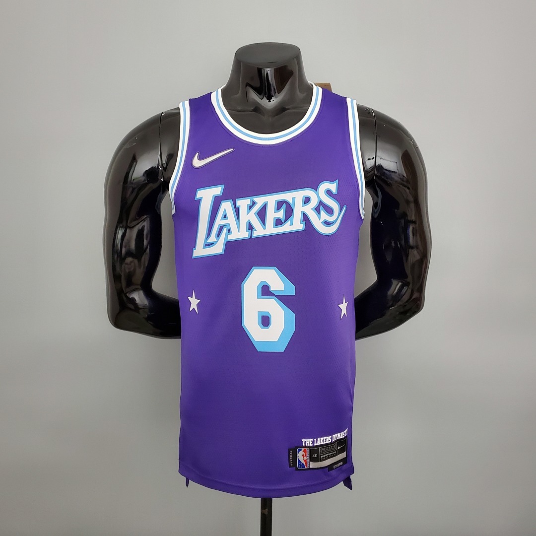 2022 75th Anniversary James #6 Lakers City Edition Purple NBA Jersey S-XXL