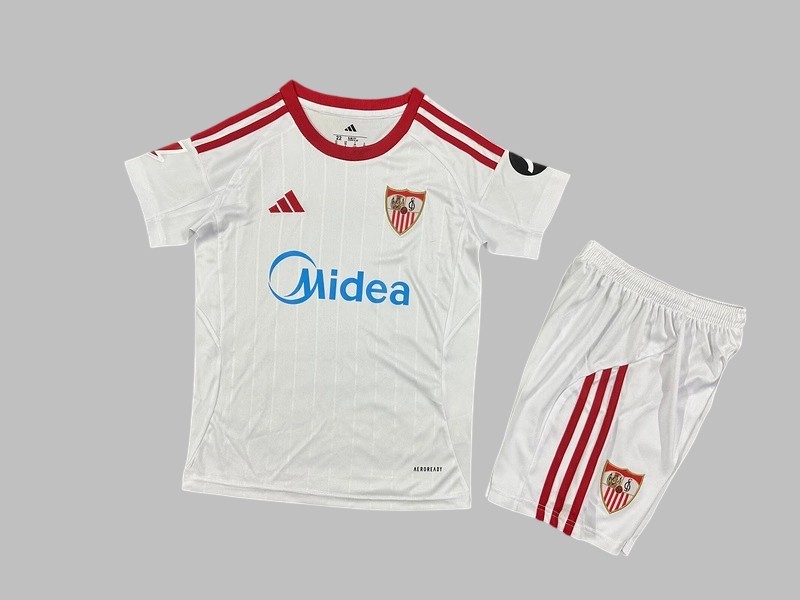 25-26 Sevilla Home Kids Cheap Soccer Jerseys Yupoo