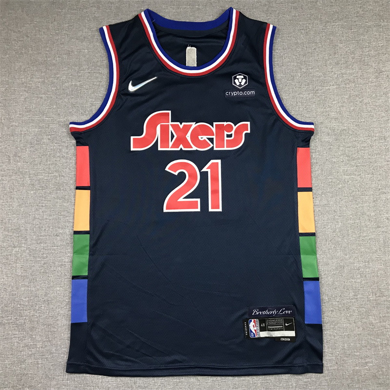 2022 76ers #21 Dark Blue City Edition Embroidery