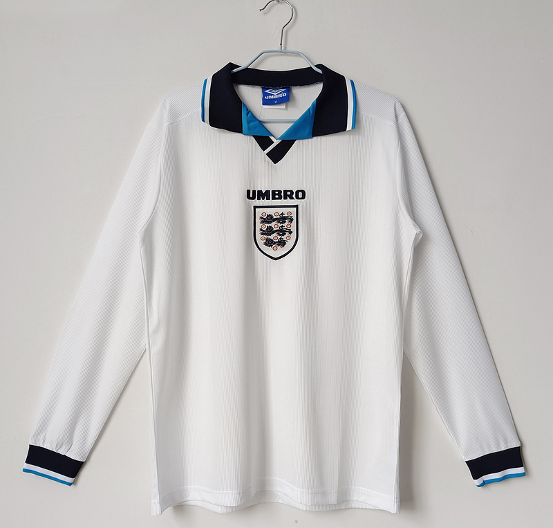 1996 England Home Retro Long Sleeve Soccer Jerseys Yupoo
